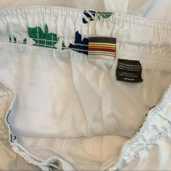Hang Ten Medium White Board Swim Shorts Trunks Hawaiian Mesh Lined Draw String - Picture 8 of 9